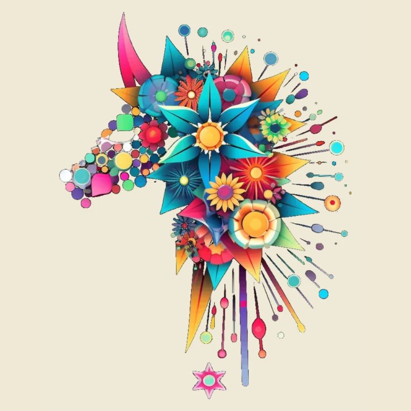 Abstraktes Blumen Einhorn
