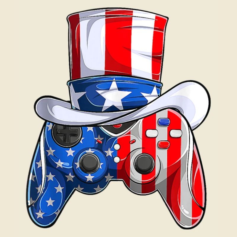 Video Game 4th of July controller American flag