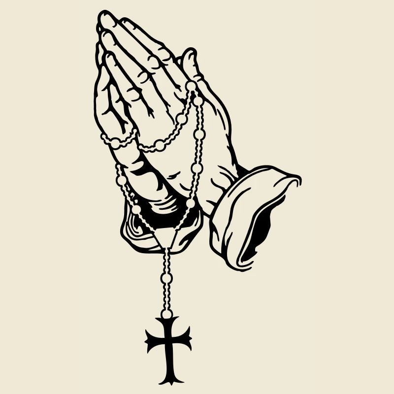 Praying Hands with Rosenkranz Basic