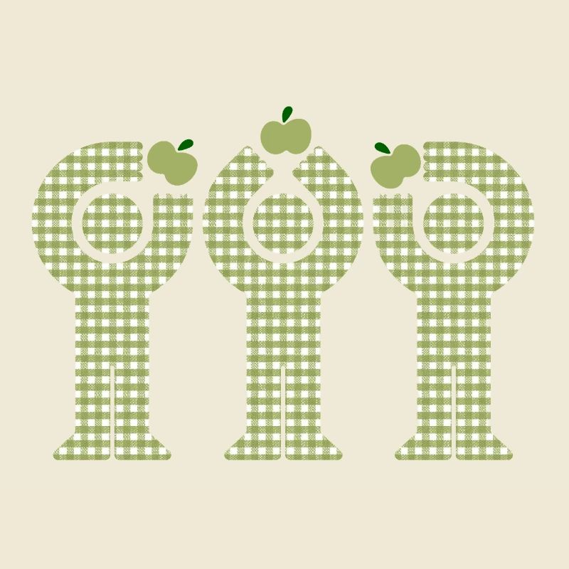 Green Gingham Minis Apple Figures