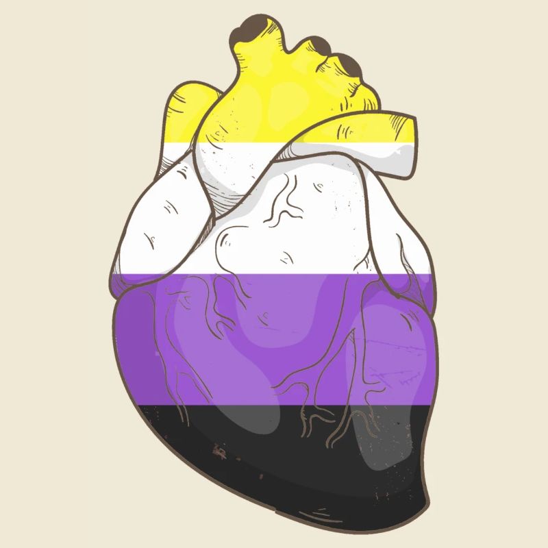 Non Binary pride drapeau du cœur réaliste