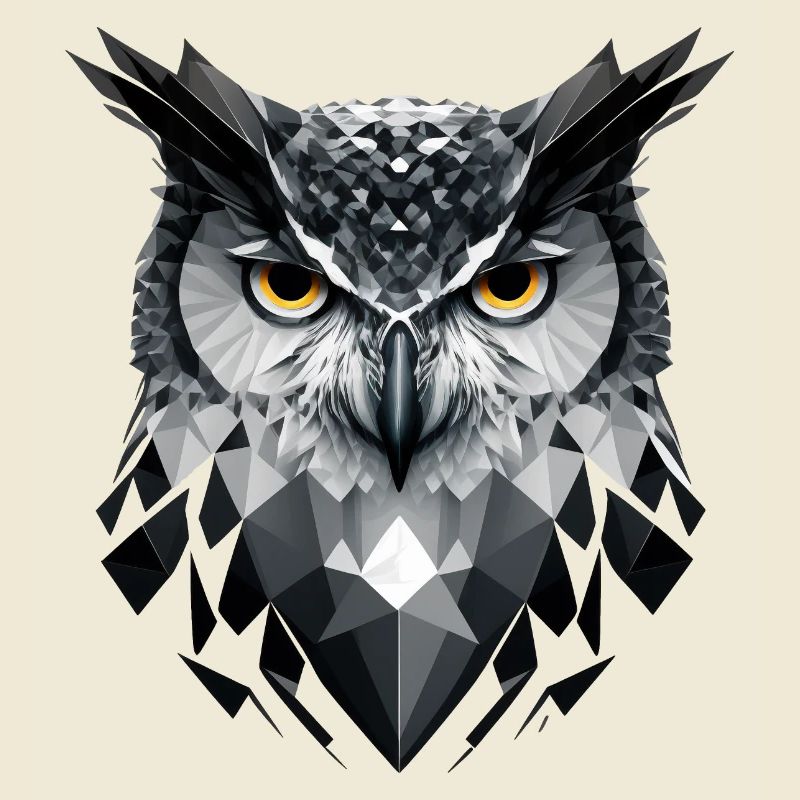 Polygon-Eule in Schwarz-Weiß – Vogelkunst
