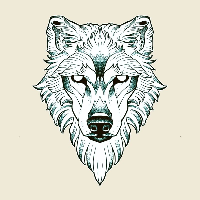 Symmetrisches Wolfs-Dotwork