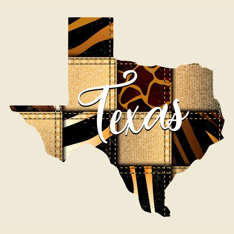Texas Leopard Denim Map