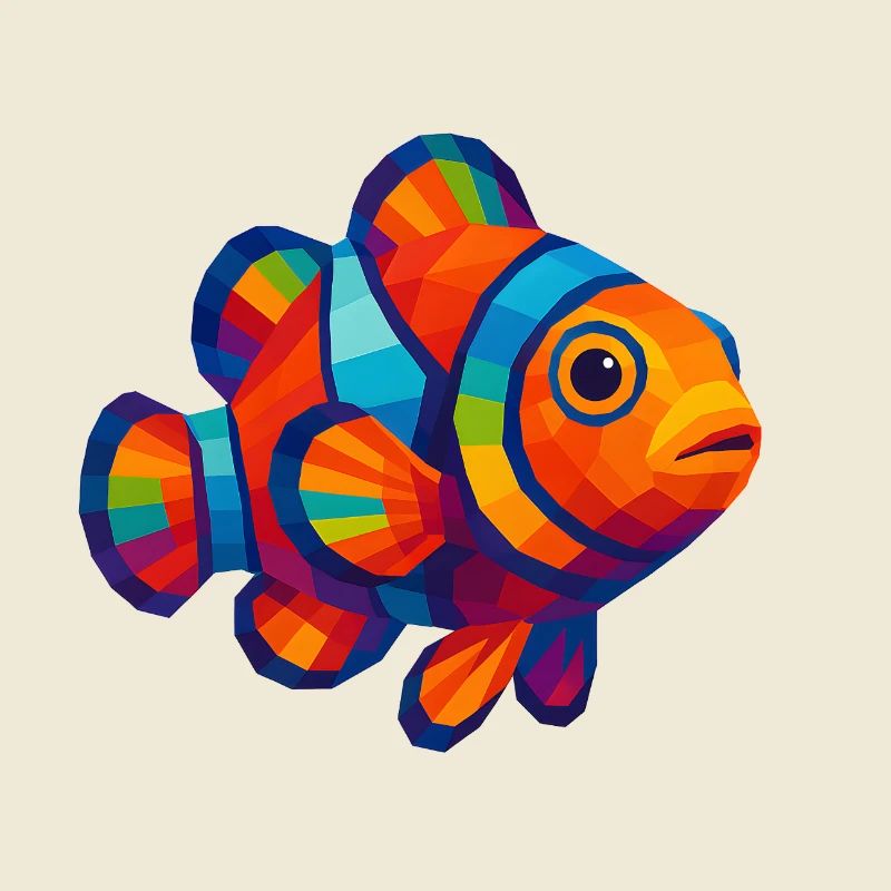 WPAP Polygon Style Animals - Clownfish