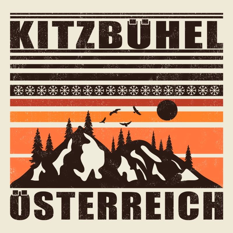 Kitzbühel Austria Retro Sunset Ski 80s
