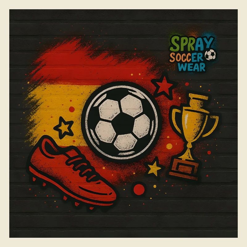 Fussball Graffiti mit spanischen Farben