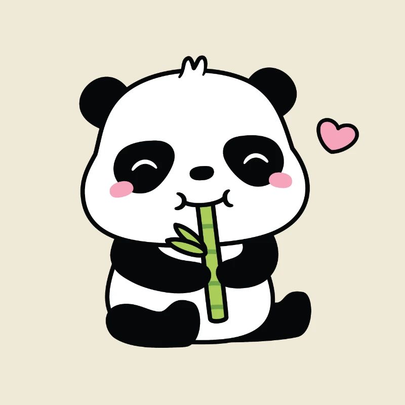 Mignon petit panda mangeant une pousse de bambou
