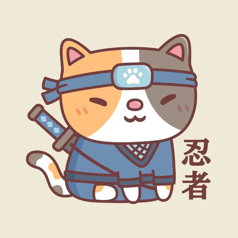 Chat Ninja mignon Doodle