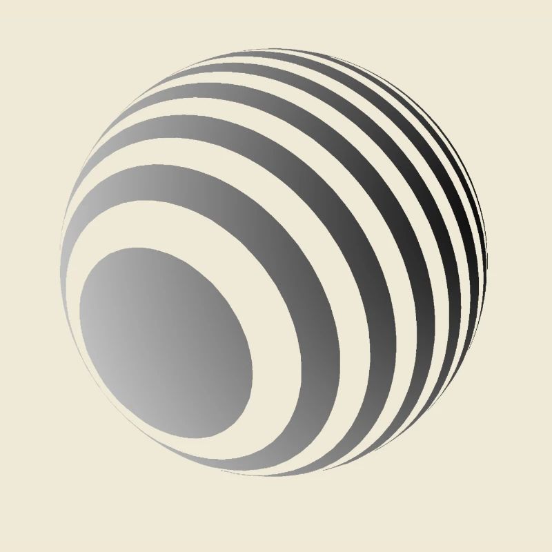 Boule 3D avec rayures grises