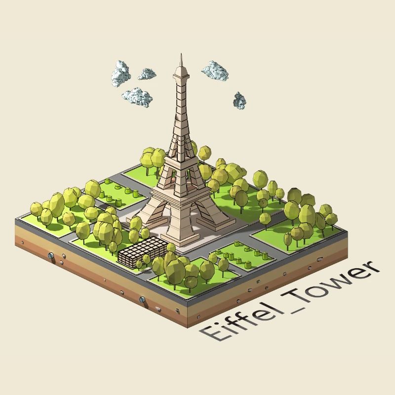 Geometrischer Low-Poly-Eiffelturm