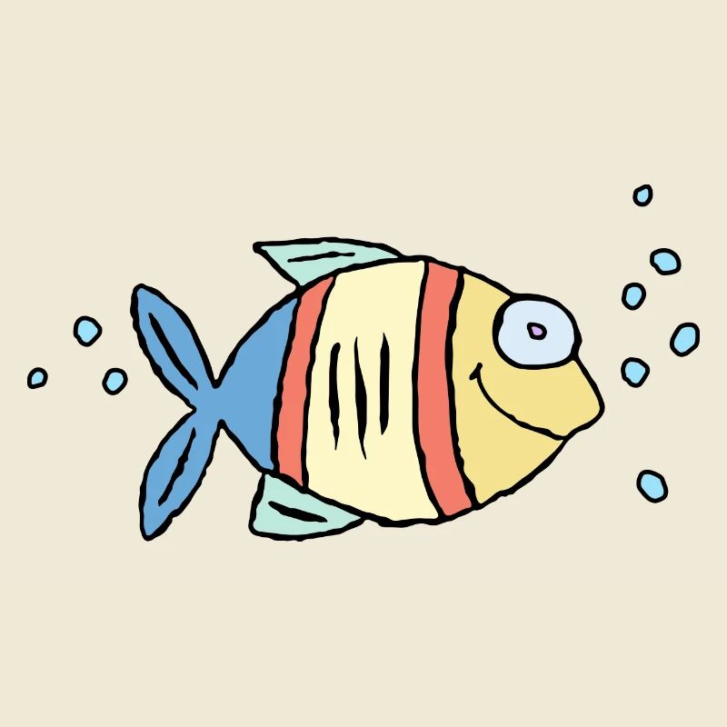 Poisson Cichlide Eau Mer Graffiti Dessin
