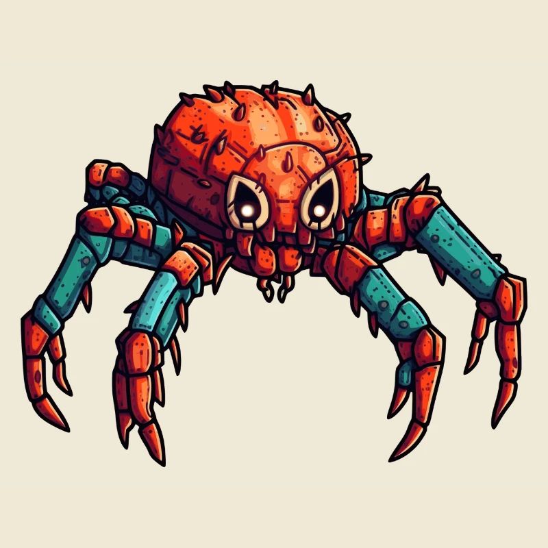 Spinne oder Krebs als bunter Roboter und Insekt