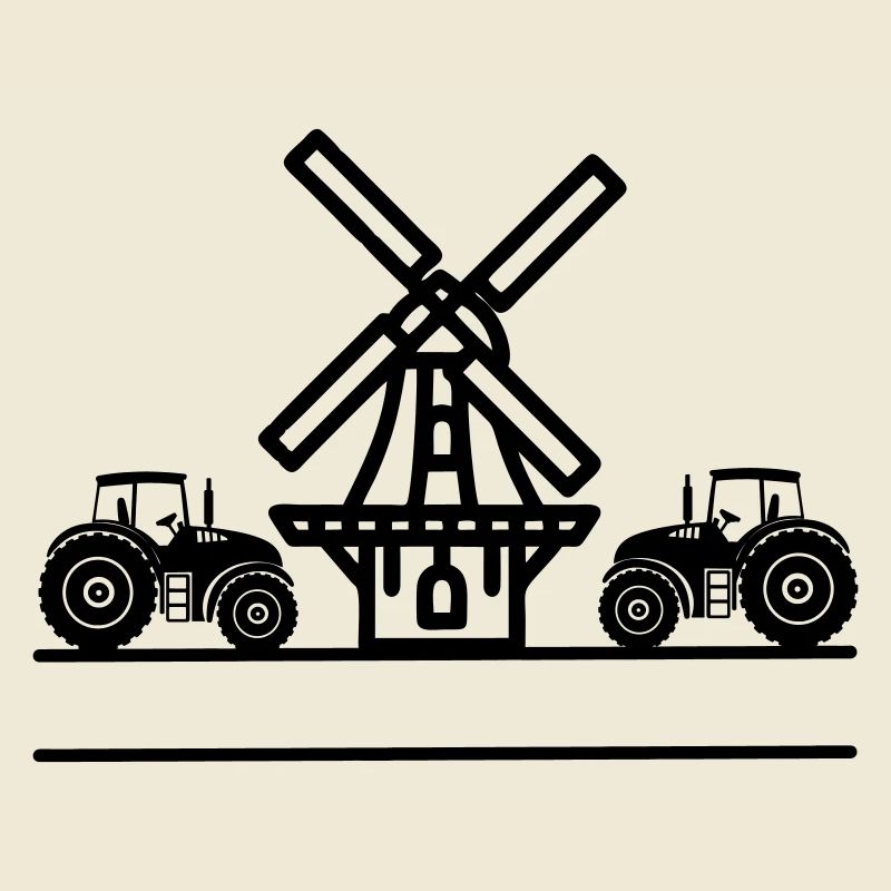 Moulin et tracteurs
