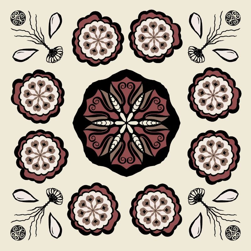 Dark flower mandala pattern