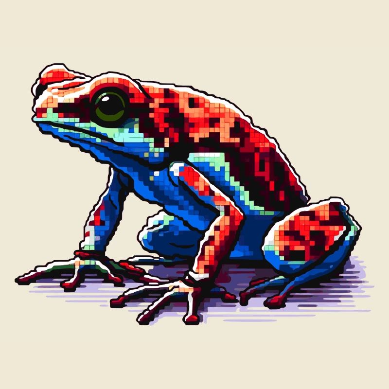 Bunter Pfeilgiftfrosch in 8 Bit Pixel Look
