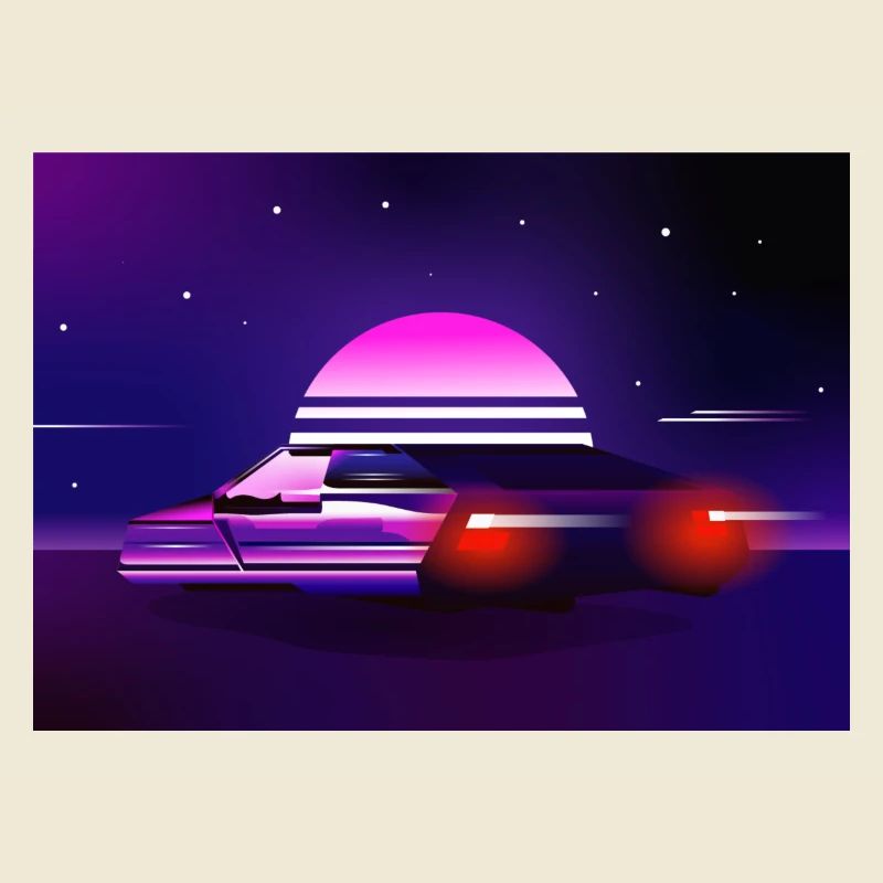 Synthwave Auto Retro Design 80s