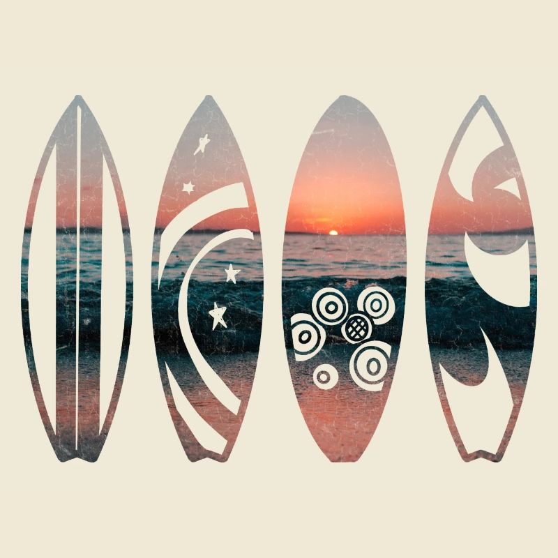 planches de surf coucher du soleil