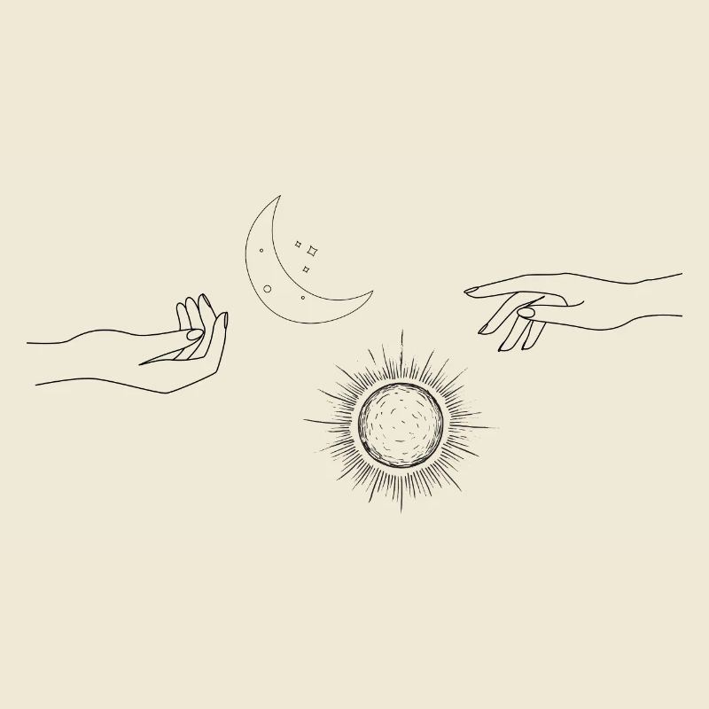 Moon and sun in both hands