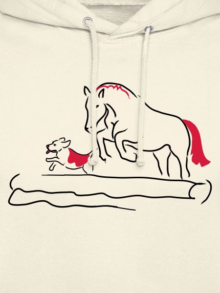 Springpferd mit Hund