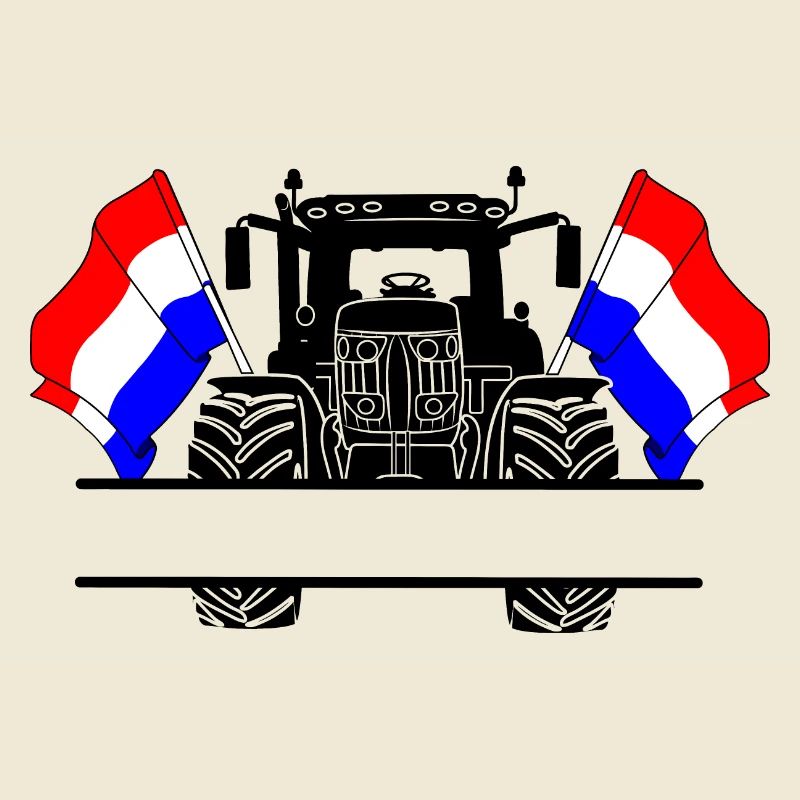 Tractor two flags Netherlands and text space