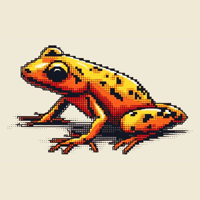 Pfeilgiftfrosch in alter retro 8 Bit Pixelgrafik