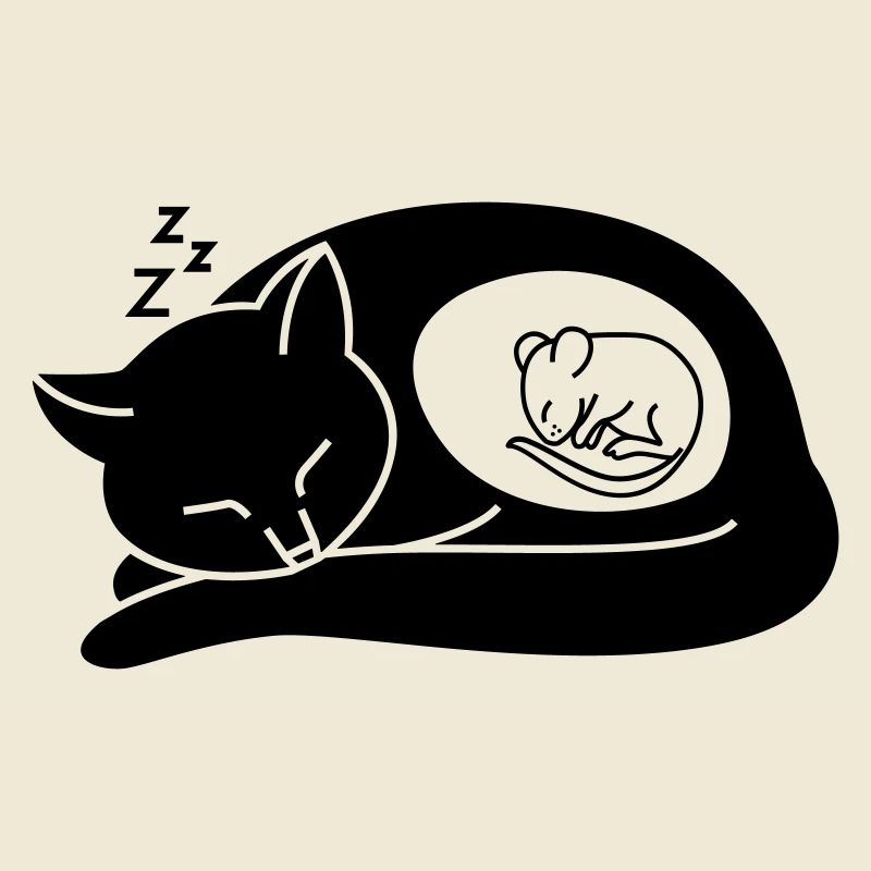 Sleeping mouse in a cat