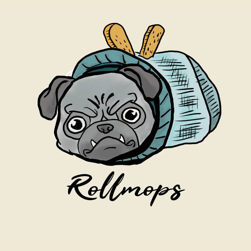 Mops beim Fasching! Geschenk Rollmops