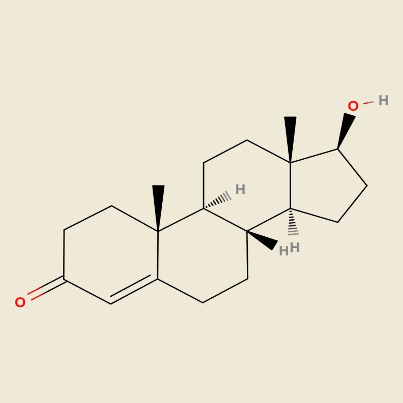 Testosterone Molecule - Colored Structural Formula