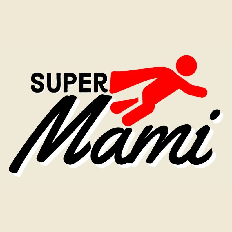 Super Mami Text mit Figur flieger rot Muttertag