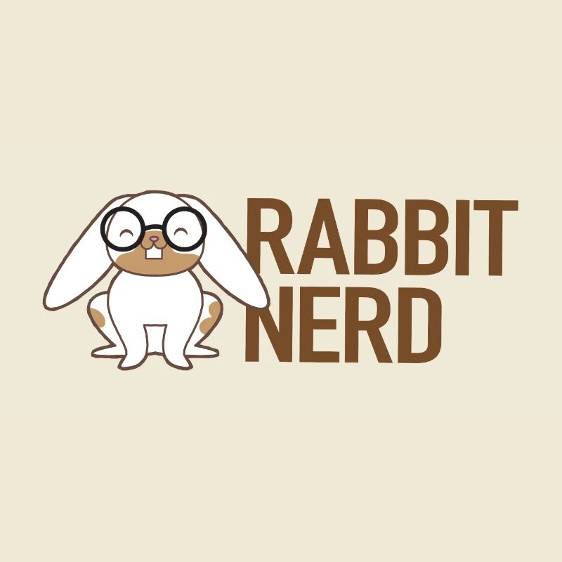 Rabbit nerd with white and brown rabbit