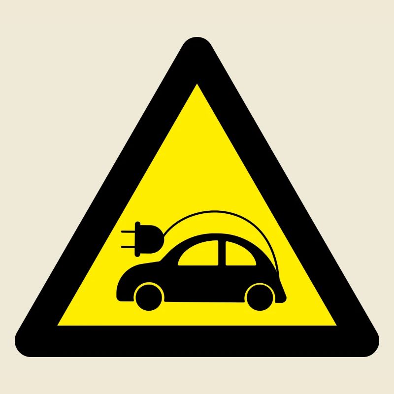 E car warning e-car warning sign