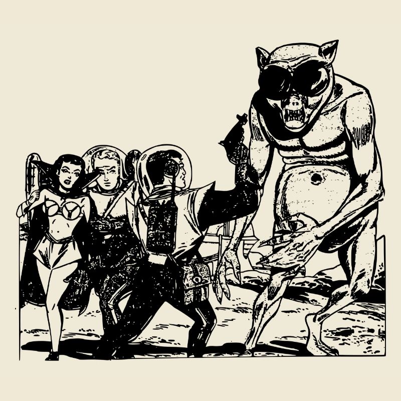 Old retro future Alien Monster Design