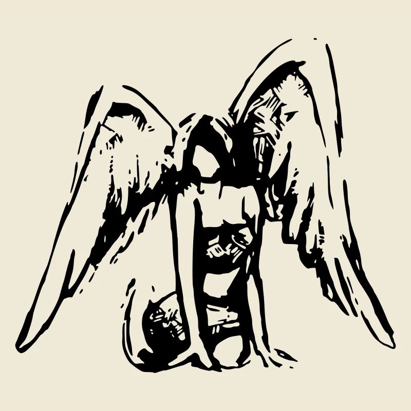 Angel black and white stamp effect
