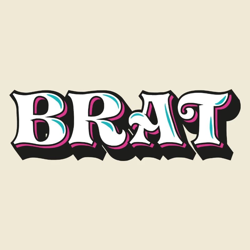 Brat, gore effronté, écriture décorative 3D, graffiti