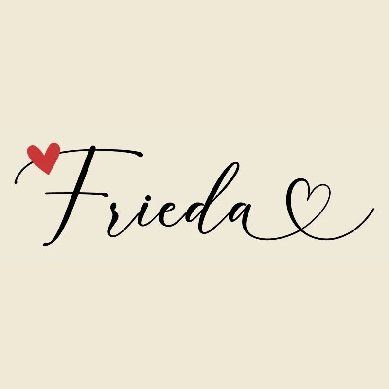 Frieda Last name First name Calligraphy heart