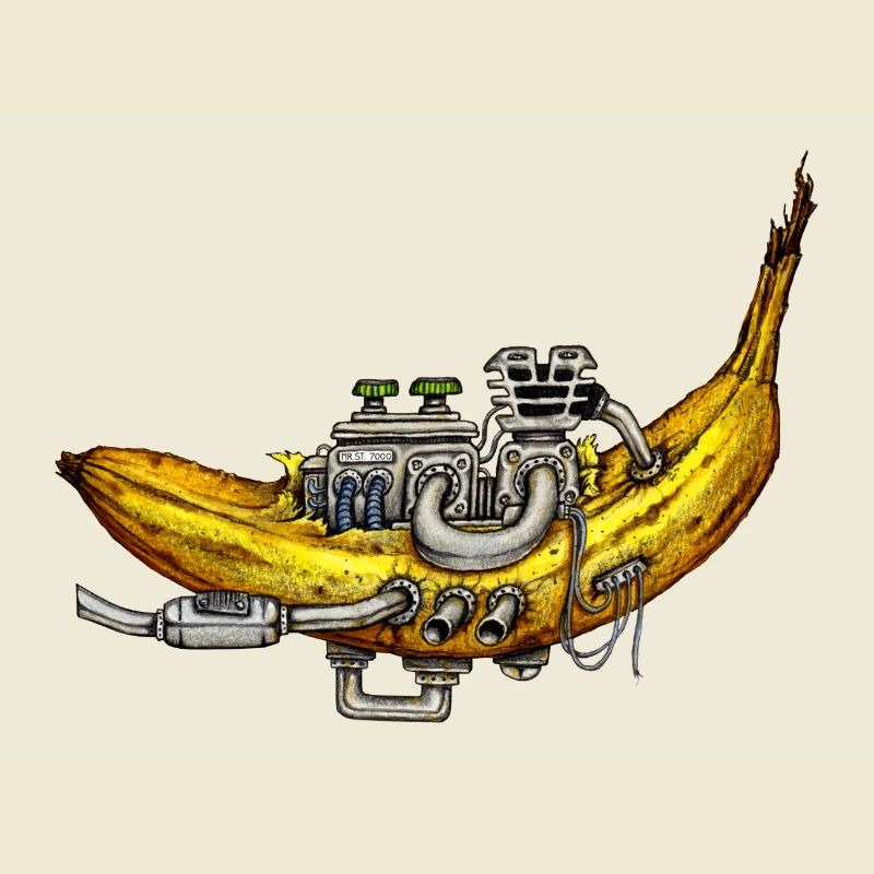 Banane mit Motor Technik trifft Obst