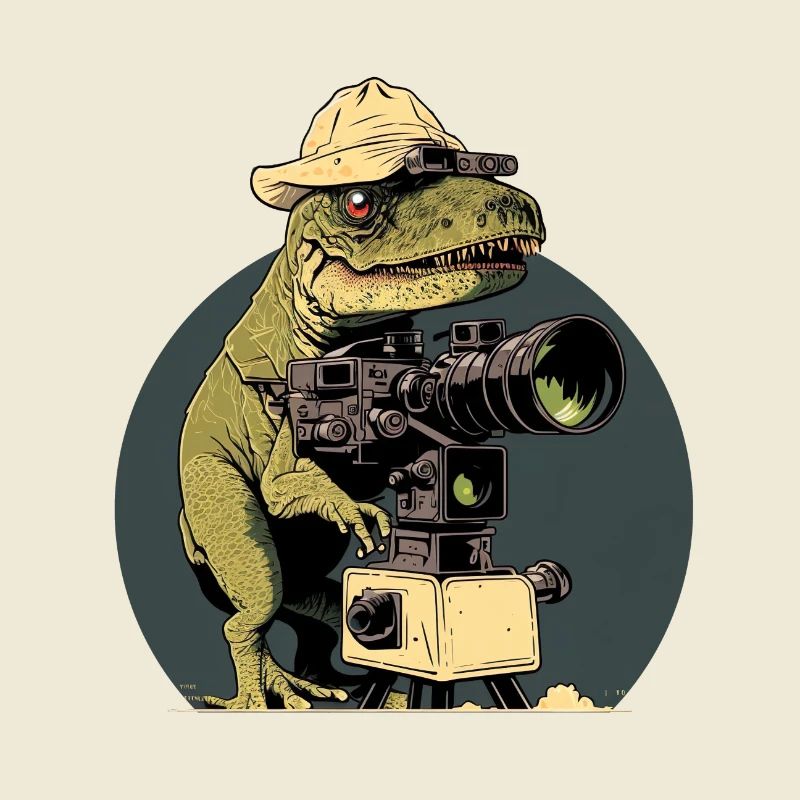 Dinosaur Tyranosaurus Rex with camera