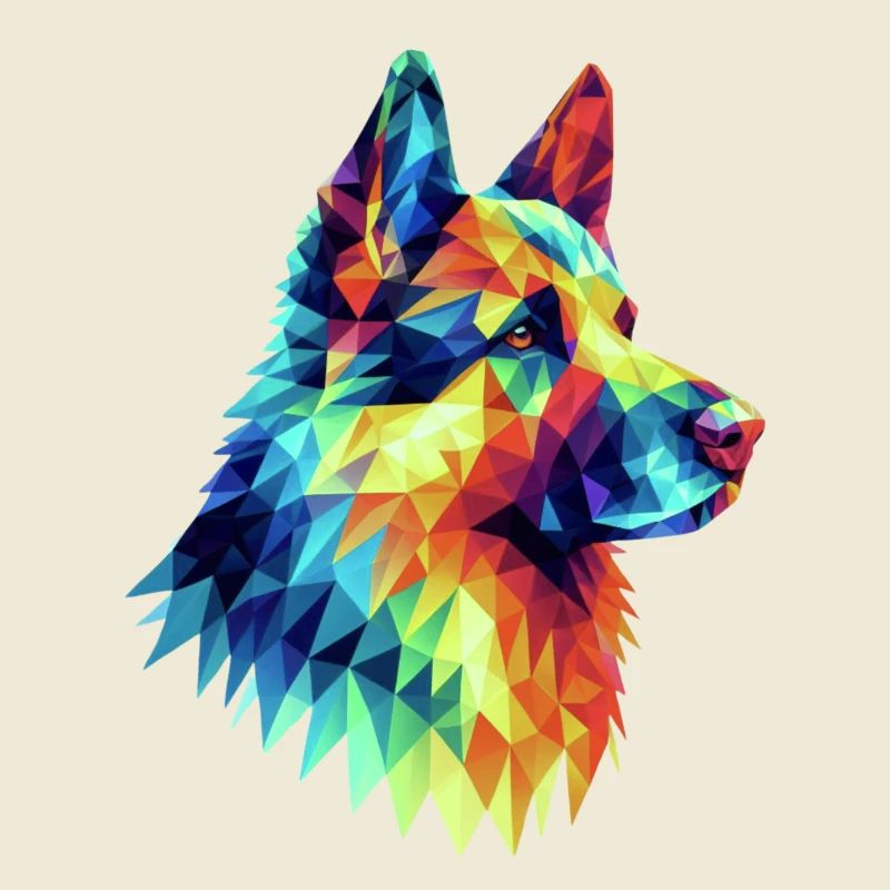 Modern geometric dog muzzle: German Shepherd wolf