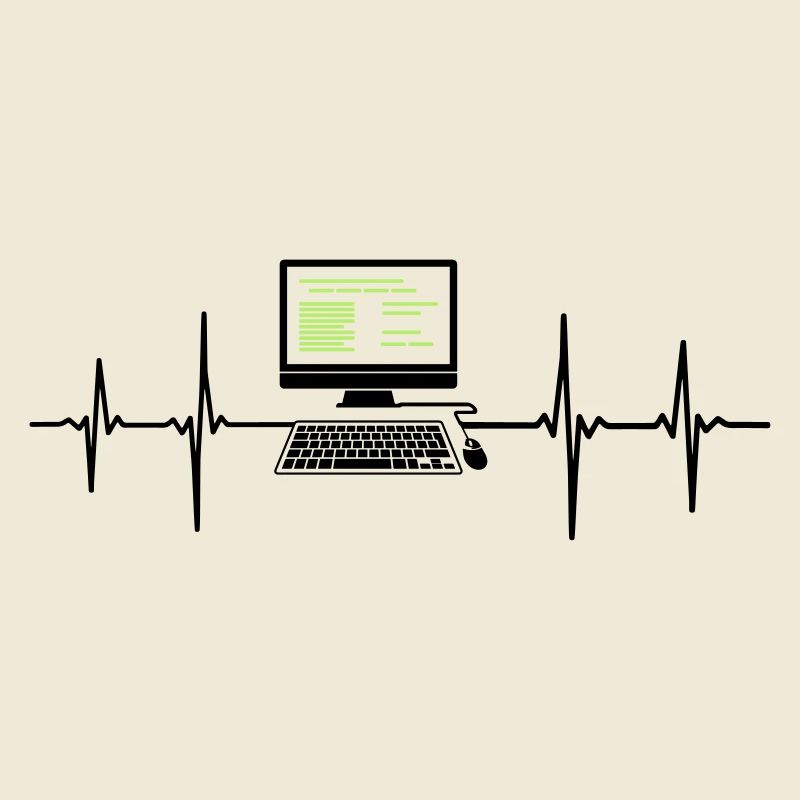 Ordinateur EKG programmeur de rythme cardiaque pc nerd