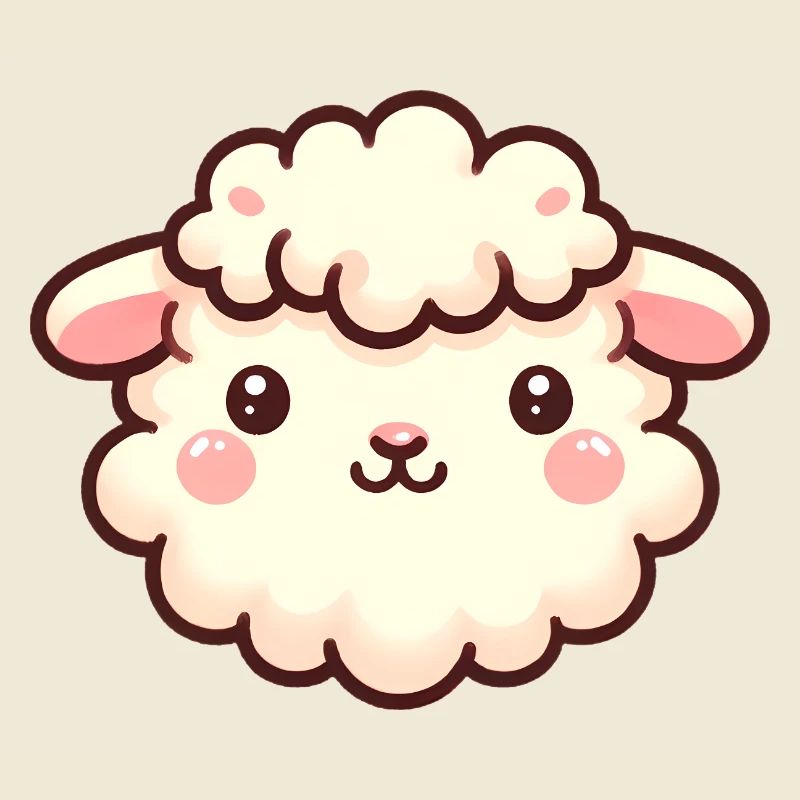 Conception de dessin animé mignon moelleux de visage de mouton