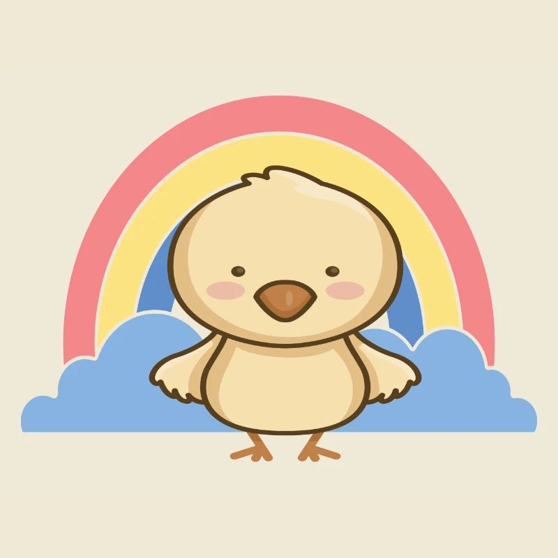 Une poussin avec naissance de douche de bébé arc-en-ciel