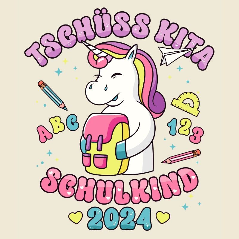 Schulkind 2024 Einschulung Mädchen Einhorn