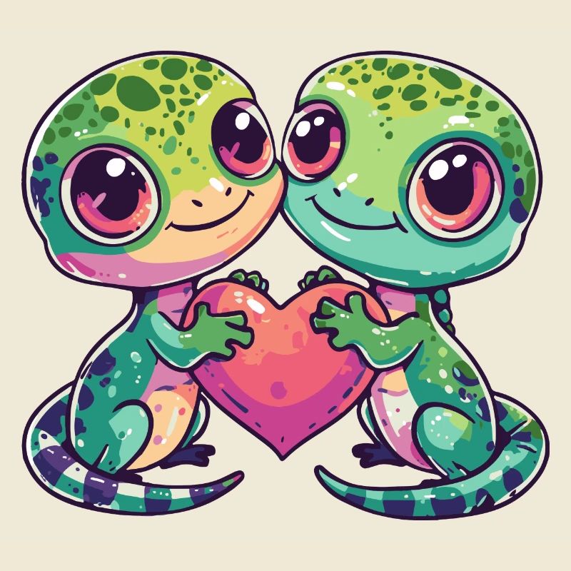 Echse Paar Verliebt Gecko Eidechse Valentinstag