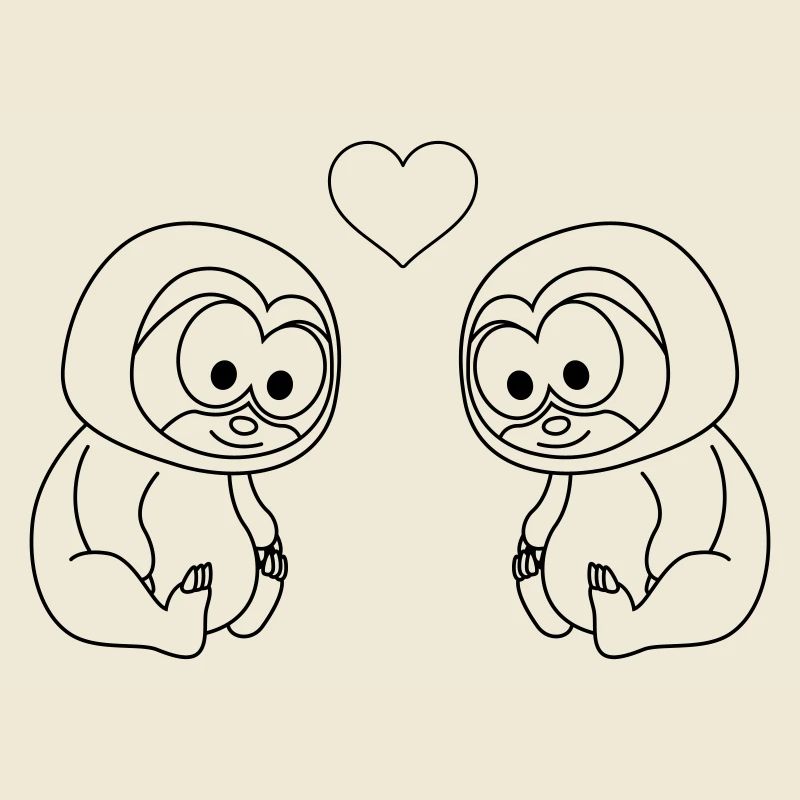 Faultier Comic Paar liebe