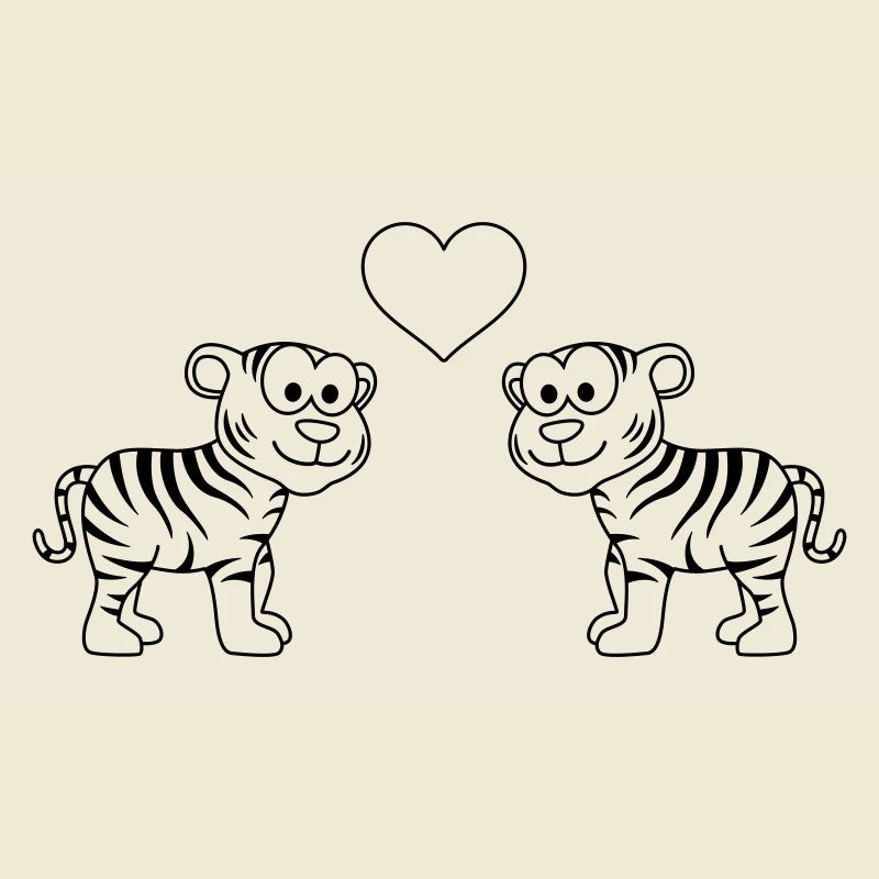 Tiger Comic Paar Liebe