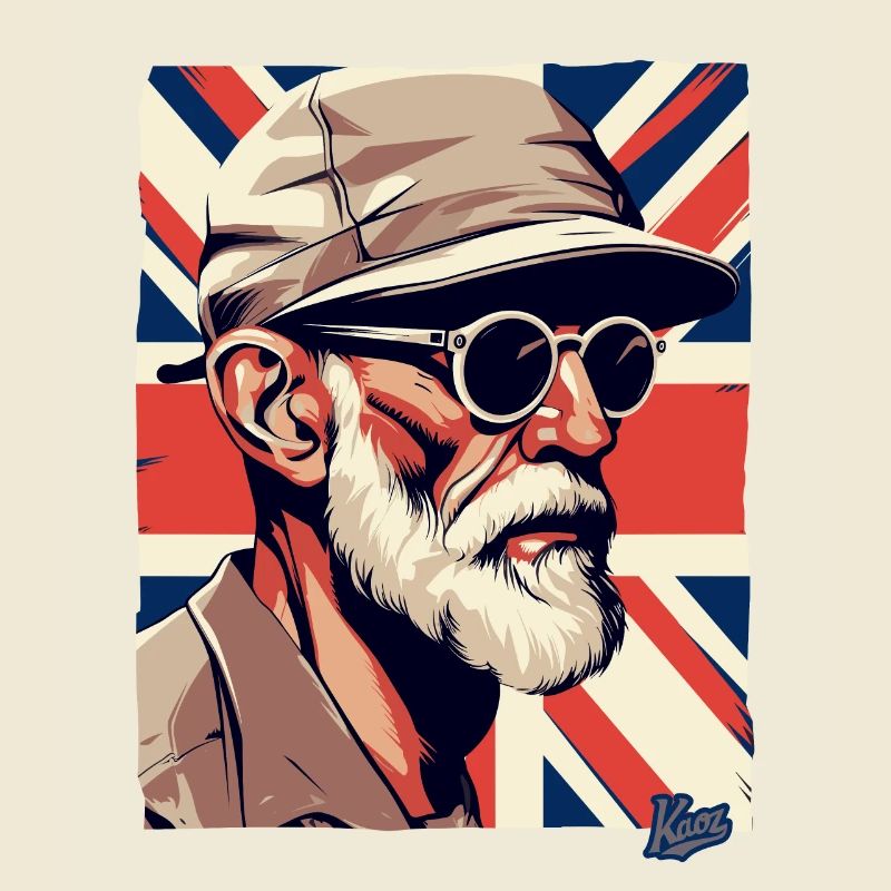 British Old Guy and British Flag
