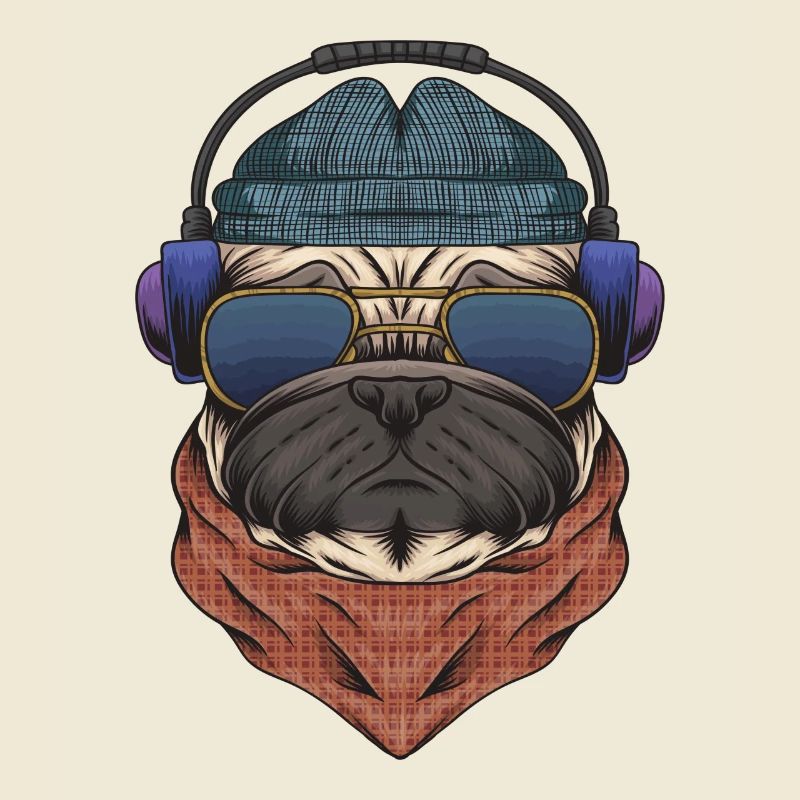 Cooler Mops DJ mit Kopfhörergeschenk für DJs oder Mops