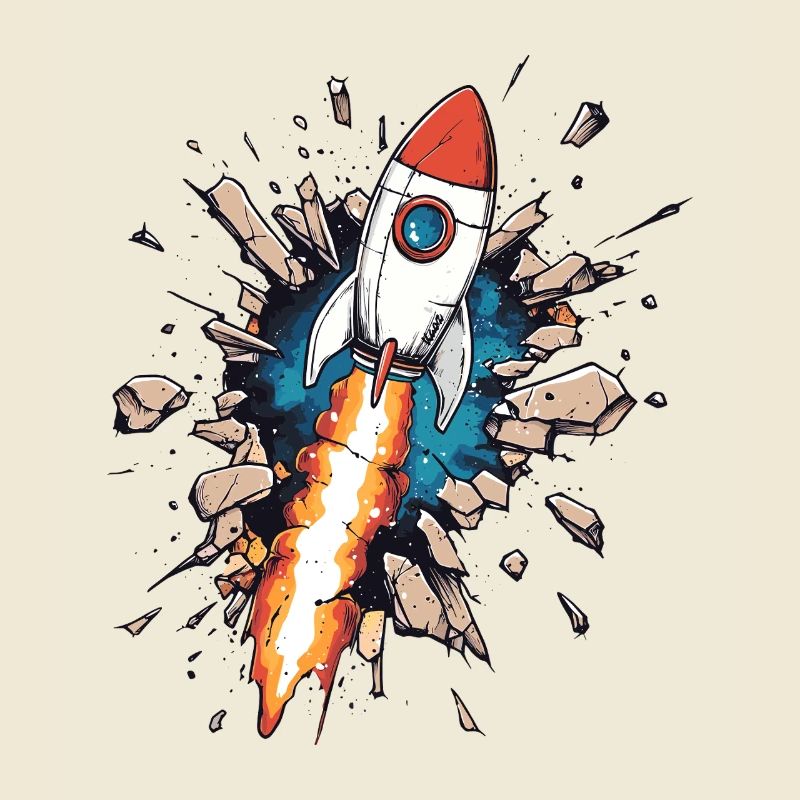 Rocket breaks through wall