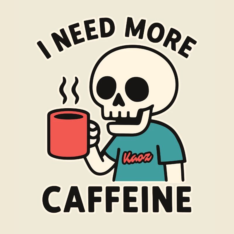 lustiges Skelett braucht mehr Koffein oder Kaffee